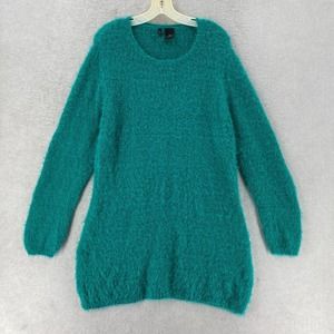 New Directions Fuzzy Tunic Sweater Womens XL Green Pullover Long SOFT Teddy Bear